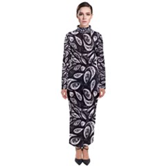 Fabric Pattern Flower Turtleneck Maxi Dress by Bajindul