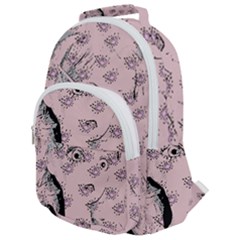 Wide Eyed Girl Pink Rounded Multi Pocket Backpack by snowwhitegirl