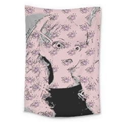 Wide Eyed Girl Pink Large Tapestry by snowwhitegirl