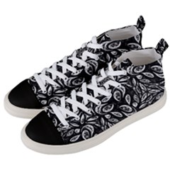 Fabric Pattern Flower Men s Mid-top Canvas Sneakers by Bajindul