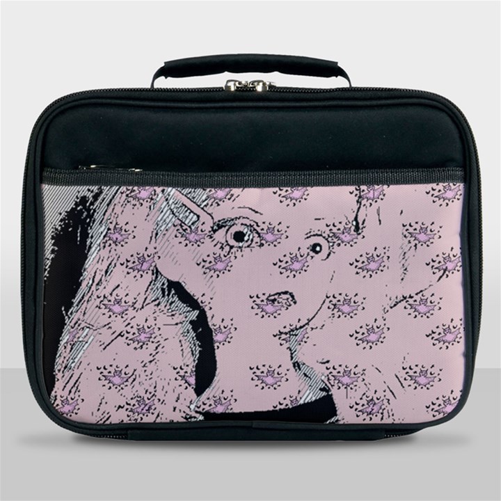 Wide Eyed Girl Pink Lunch Bag