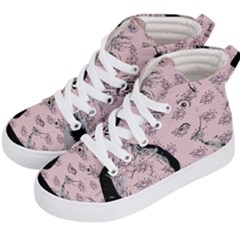 Wide Eyed Girl Pink Kids  Hi-top Skate Sneakers by snowwhitegirl