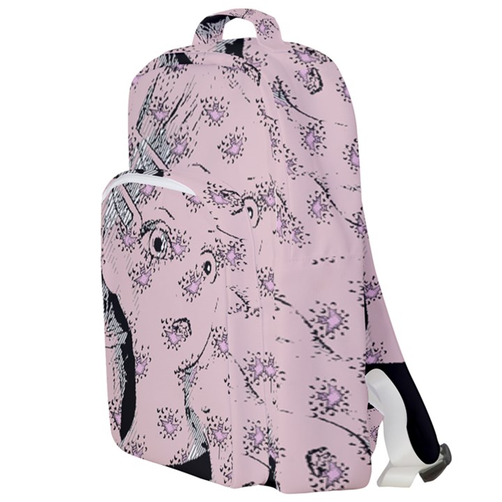 Wide Eyed Girl Pink Double Compartment Backpack