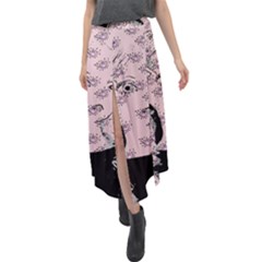 Wide Eyed Girl Pink Velour Split Maxi Skirt