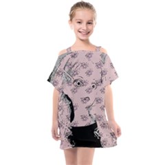 Wide Eyed Girl Pink Kids  One Piece Chiffon Dress