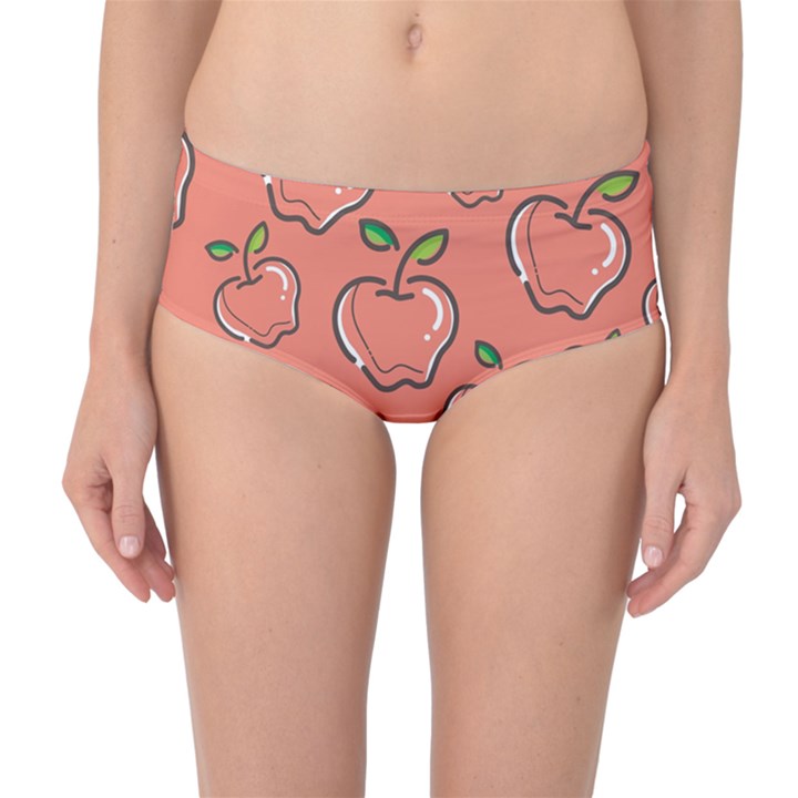 Fruit Apple Mid-Waist Bikini Bottoms