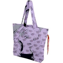 Wide Eyed Girl Lilac Drawstring Tote Bag by snowwhitegirl