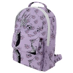 Wide Eyed Girl Lilac Flap Pocket Backpack (small) by snowwhitegirl