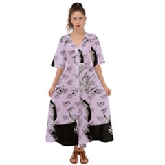 Wide Eyed Girl Lilac Kimono Sleeve Boho Dress