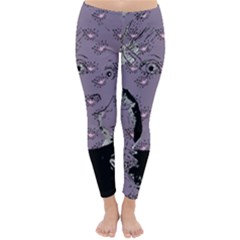 Wide Eyed Girl Grey Lilac Classic Winter Leggings by snowwhitegirl