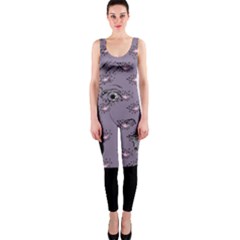 Wide Eyed Girl Grey Lilac One Piece Catsuit by snowwhitegirl