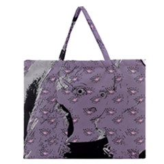 Wide Eyed Girl Grey Lilac Zipper Large Tote Bag by snowwhitegirl