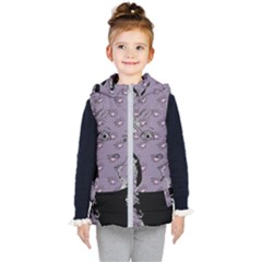 Wide Eyed Girl Grey Lilac Kids  Hooded Puffer Vest by snowwhitegirl