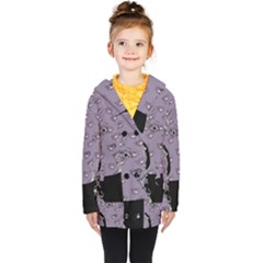 Wide Eyed Girl Grey Lilac Kids  Double Breasted Button Coat by snowwhitegirl