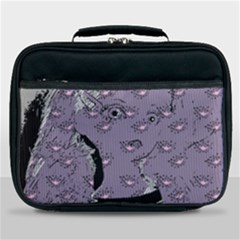 Wide Eyed Girl Grey Lilac Lunch Bag by snowwhitegirl