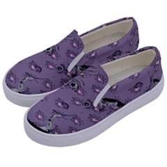 Wide Eyed Girl Grey Lilac Kids  Canvas Slip Ons by snowwhitegirl