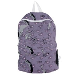 Wide Eyed Girl Grey Lilac Foldable Lightweight Backpack by snowwhitegirl