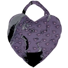 Wide Eyed Girl Grey Lilac Giant Heart Shaped Tote by snowwhitegirl