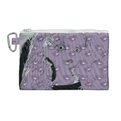 Wide Eyed Girl Grey Lilac Canvas Cosmetic Bag (large) by snowwhitegirl