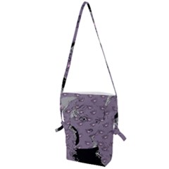 Wide Eyed Girl Grey Lilac Folding Shoulder Bag by snowwhitegirl