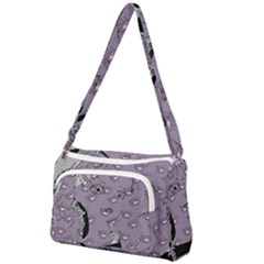 Wide Eyed Girl Grey Lilac Front Pocket Crossbody Bag by snowwhitegirl