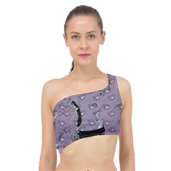 Wide Eyed Girl Grey Lilac Spliced Up Bikini Top 