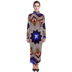 Background Mandala Star Turtleneck Maxi Dress