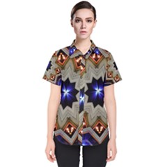 Background Mandala Star Women s Short Sleeve Shirt