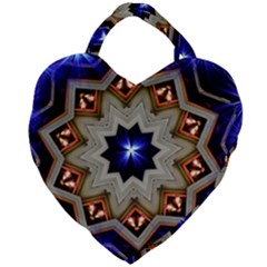 Background Mandala Star Giant Heart Shaped Tote by Mariart