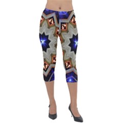 Background Mandala Star Lightweight Velour Capri Leggings  by Mariart