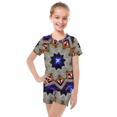 Background Mandala Star Kids  Mesh Tee And Shorts Set by Mariart