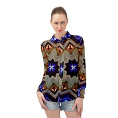 Background Mandala Star Long Sleeve Chiffon Shirt