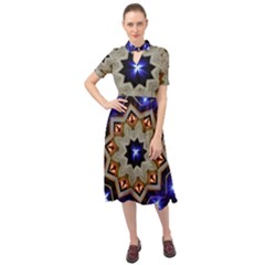 Background Mandala Star Keyhole Neckline Chiffon Dress by Mariart