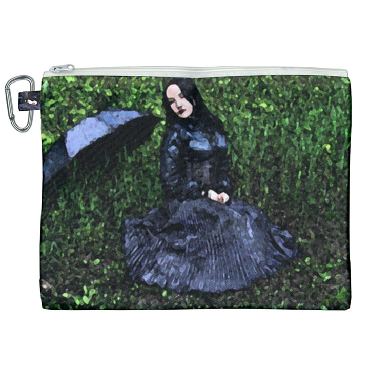 Gotthic Girl With Umbrella Canvas Cosmetic Bag (XXL)