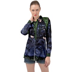 Gotthic Girl With Umbrella Long Sleeve Satin Shirt