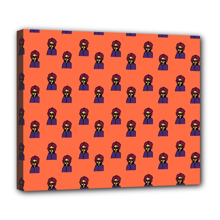 Nerdy 60s  Girl Pattern Orange Deluxe Canvas 24  x 20  (Stretched)