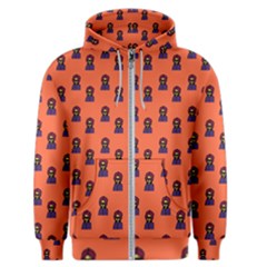 Nerdy 60s  Girl Pattern Orange Men s Zipper Hoodie by snowwhitegirl