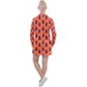 Nerdy 60s  Girl Pattern Orange Women s Long Sleeve Casual Dress View2