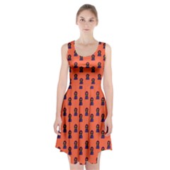 Nerdy 60s  Girl Pattern Orange Racerback Midi Dress by snowwhitegirl