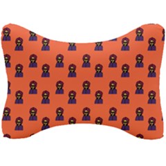 Nerdy 60s  Girl Pattern Orange Seat Head Rest Cushion by snowwhitegirl