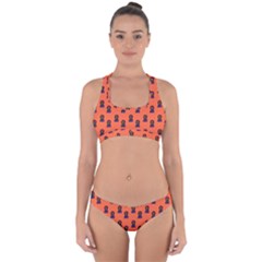 Nerdy 60s  Girl Pattern Orange Cross Back Hipster Bikini Set by snowwhitegirl