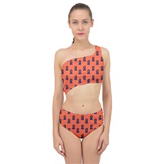 Nerdy 60s  Girl Pattern Orange Spliced Up Two Piece Swimsuit by snowwhitegirl