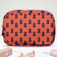 Nerdy 60s  Girl Pattern Orange Make Up Pouch (small) by snowwhitegirl