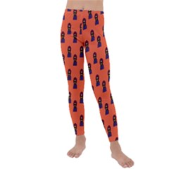 Nerdy 60s  Girl Pattern Orange Kids  Lightweight Velour Leggings by snowwhitegirl