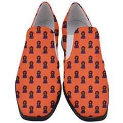 Nerdy 60s  Girl Pattern Orange Women Slip On Heel Loafers by snowwhitegirl