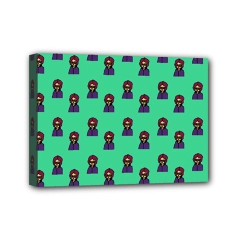 Nerdy 60s  Girl Pattern Seafoam Green Mini Canvas 7  X 5  (stretched) by snowwhitegirl