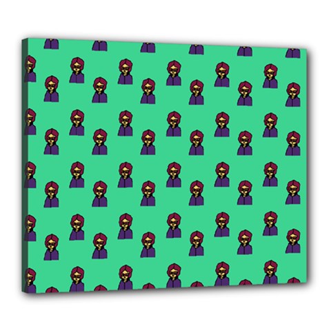 Nerdy 60s  Girl Pattern Seafoam Green Canvas 24  X 20  (stretched) by snowwhitegirl