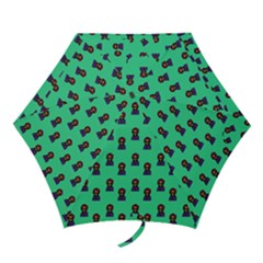 Nerdy 60s  Girl Pattern Seafoam Green Mini Folding Umbrellas by snowwhitegirl