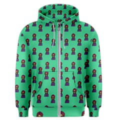 Nerdy 60s  Girl Pattern Seafoam Green Men s Zipper Hoodie by snowwhitegirl