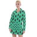 Nerdy 60s  Girl Pattern Seafoam Green Women s Long Sleeve Casual Dress View1